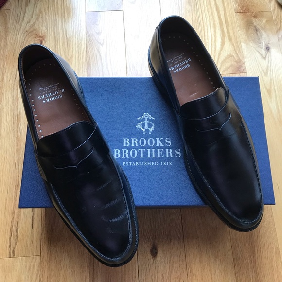 Brooks Brothers Mens Black Leather 